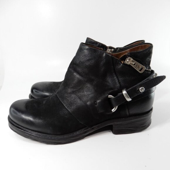 A.S.98 Steve Studded Moto Bootie Boots Size 39 8.5 9 Black Leather Zippers NEW - Picture 6 of 14